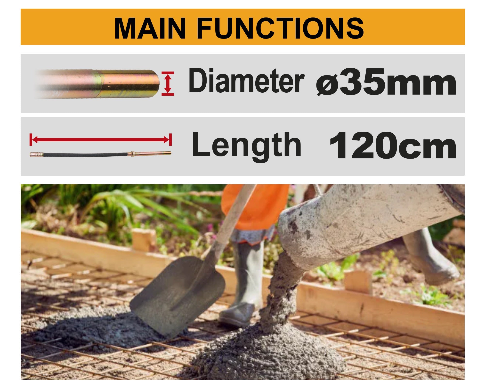 INGCO 20V CORDLESS CONCRETE VIBRATOR 35MMØX1200MM 1X2.0+CHRG CCVLI2025021 Secondary image