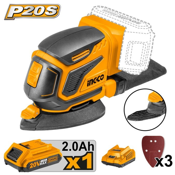 INGCO 20V 1X2.0AH LI-ION TRIANGLE PALM SANDER CHARGER CDSLI20511