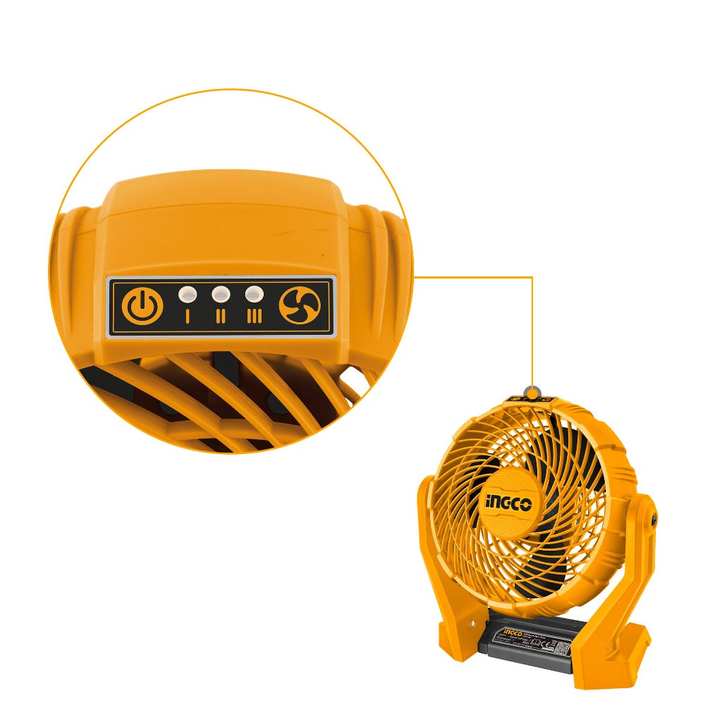 INGCO 20V LI-ION 7" 3 SPEED HEAD ROTATING FAN CFALI2007 (BARE UNIT) Secondary image