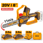 INGCO 20V 8" 200MM BL CORDLESS PRUNER SAW 2X2.0AH+CHARGER+CASE CGSLI20882