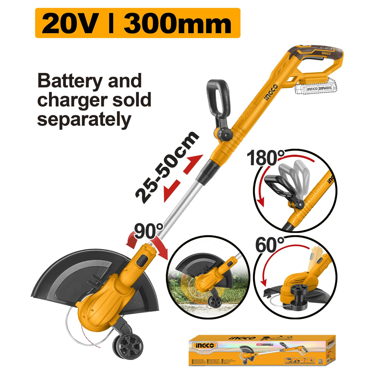 INGCO 20V LI-ION GRASS TRIMMER CGTLI20328 (BARE UNIT) Main image