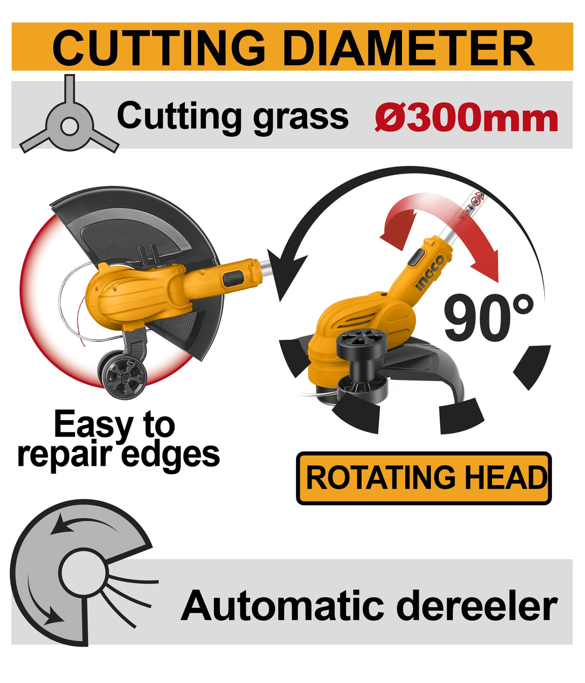 INGCO 20V LI-ION GRASS TRIMMER CGTLI20328 (BARE UNIT)