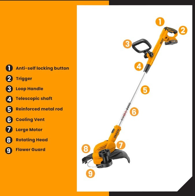 INGCO 20V LI-ION GRASS TRIMMER CGTLI20328 (BARE UNIT)