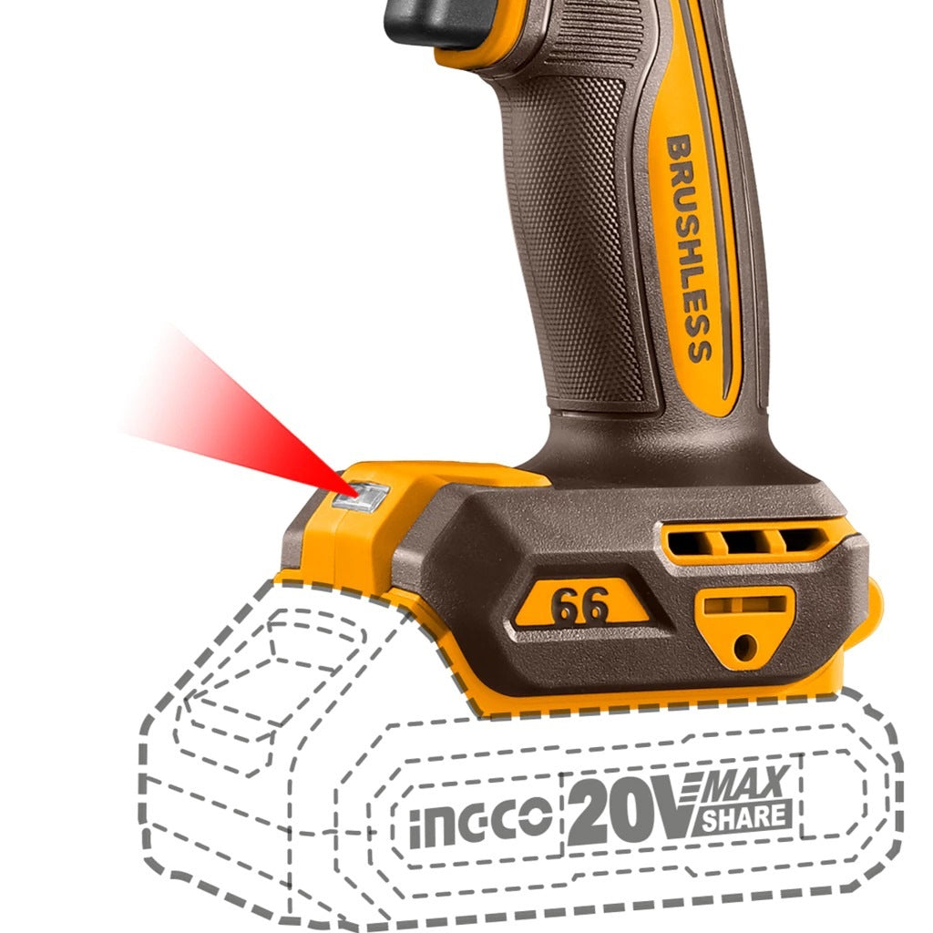 INGCO 20V LI-ION BL IMPACT DRILL 66NM CIDLI206681 (BARE UNIT) Secondary image