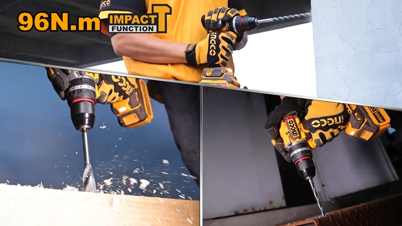 INGCO 20V LI-ION BL IMPACT DRILL 96NM W/2X 4.0AH CHARGER + CASE CIDLI20968 Secondary image