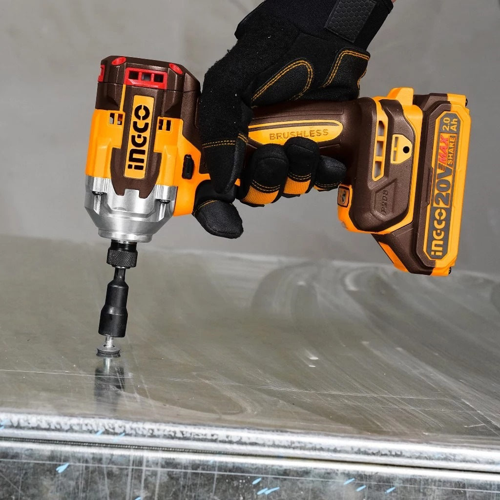 INGCO 20V BRUSHLESS IMPACT DRIVER 285NM W/2 X 20V 2.0AH & CHARGER CIRLI2028