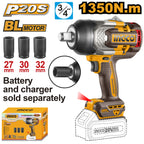 INGCO 20V BL 3/4" DR. IMPACT WRENCH MAX 1350NM CIWLI201351 (BARE UNIT)