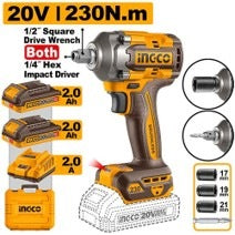 INGCO 20V BL 1/2" IMPACT WRENCH(2IN1)230NM,2X2.0AH,+CHARGER&CASE CIWLI20236 Main image