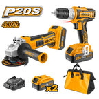 INGCO 20V 2X4.0AH LI-ION DRILL DRIVER & GRINDER COMBO KIT CKLI2009