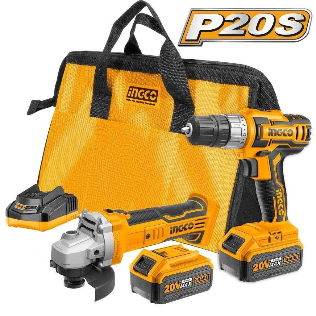 INGCO 20V 2X4.0AH LI-ION DRILL DRIVER & GRINDER COMBO KIT CKLI2009 Secondary image