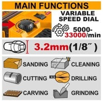 INGCO 20V LI-ION V. SPEED CONTROL GRINDER 1X2.0AH & 40 PC ACCES CMGLI20011
