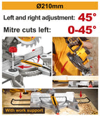 INGCO 20V LI-ION MITRE SAW, 8-1/4" 210MM 2X4.0AH+CHARGER CMS20212