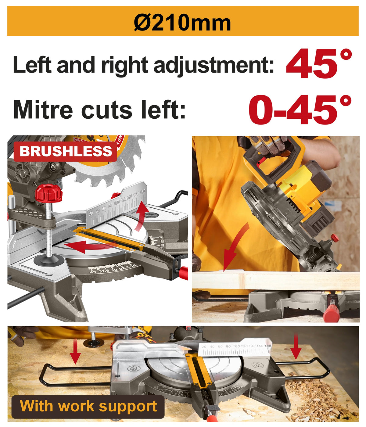 INGCO 42V BL 8-1/4" 210MM MITRE SAW W/BLADE 2X2.0AH CMSLI422182