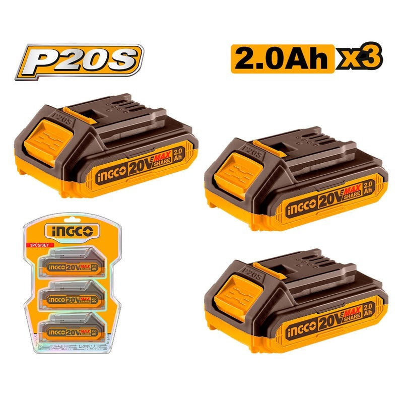 INGCO 20V 3 X 2.0AH BATTERY VALUE PACK COSLI240311 Main image