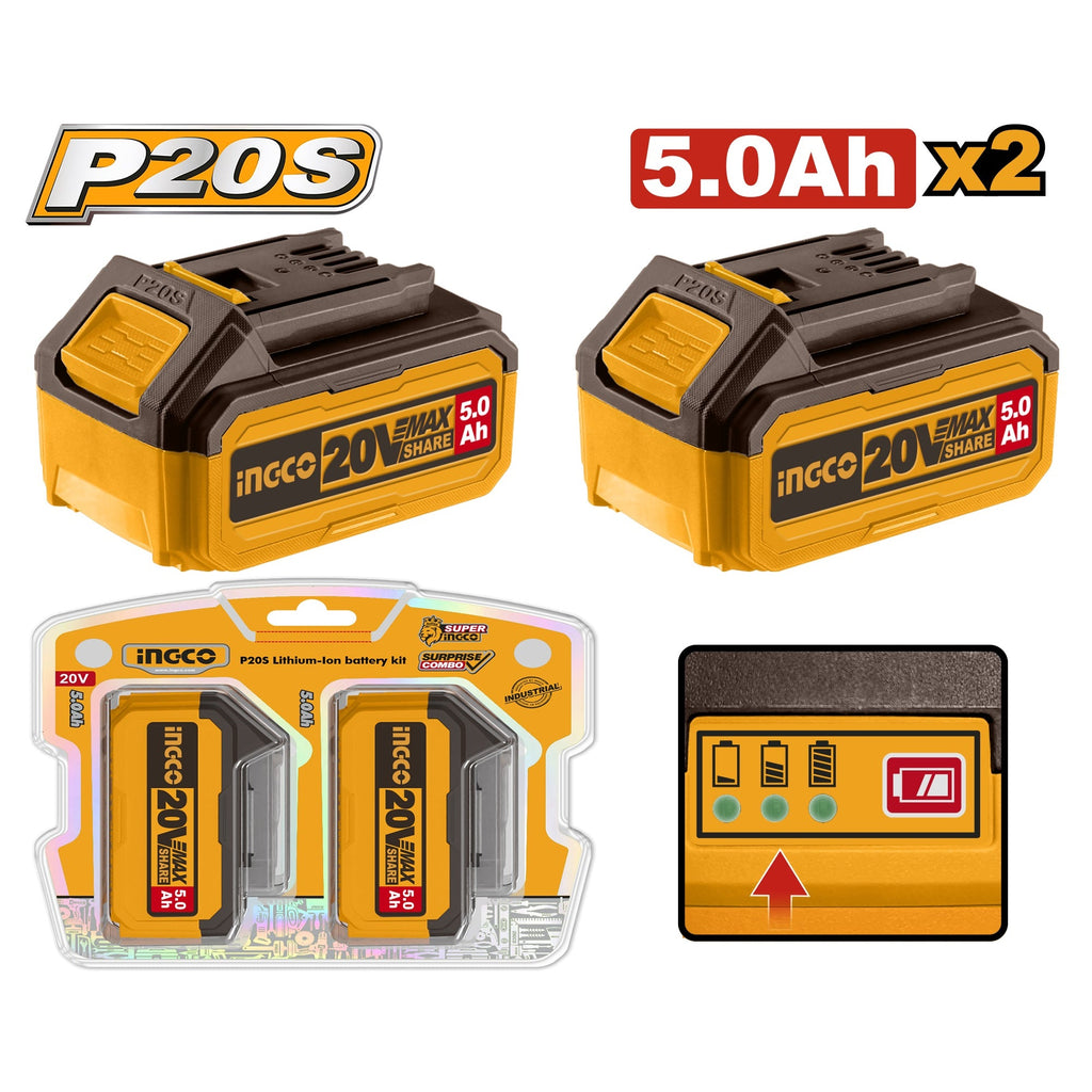 INGCO 20V 2PCS 5.0AH BATTERY VALUE PACK COSLI240464
