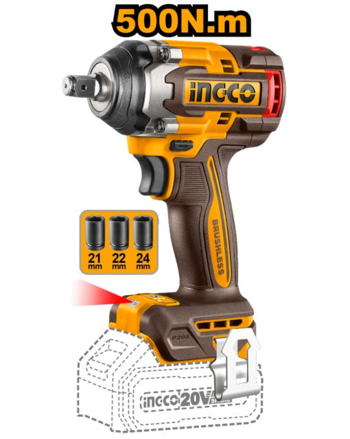 INGCO 20V 4PCS 1/2"3/4" IMPACT WRENCH, HEATGUN+WORK LAMP COMBO COSLI241293 Secondary image