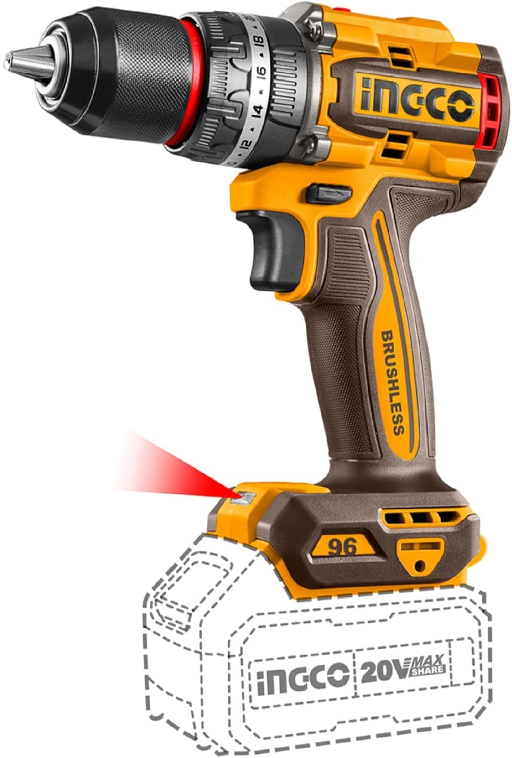 INGCO 2PCS 850NM 1/2" IMPACT WRENCH + 96NM IMPACT DRILL SET COSLI250586 Secondary image