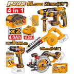 INGCO 4PC 66NM IMPACT DRILL+CIRCULAR SAW+ROTARY HAMMER+BLOWER COSLI250695