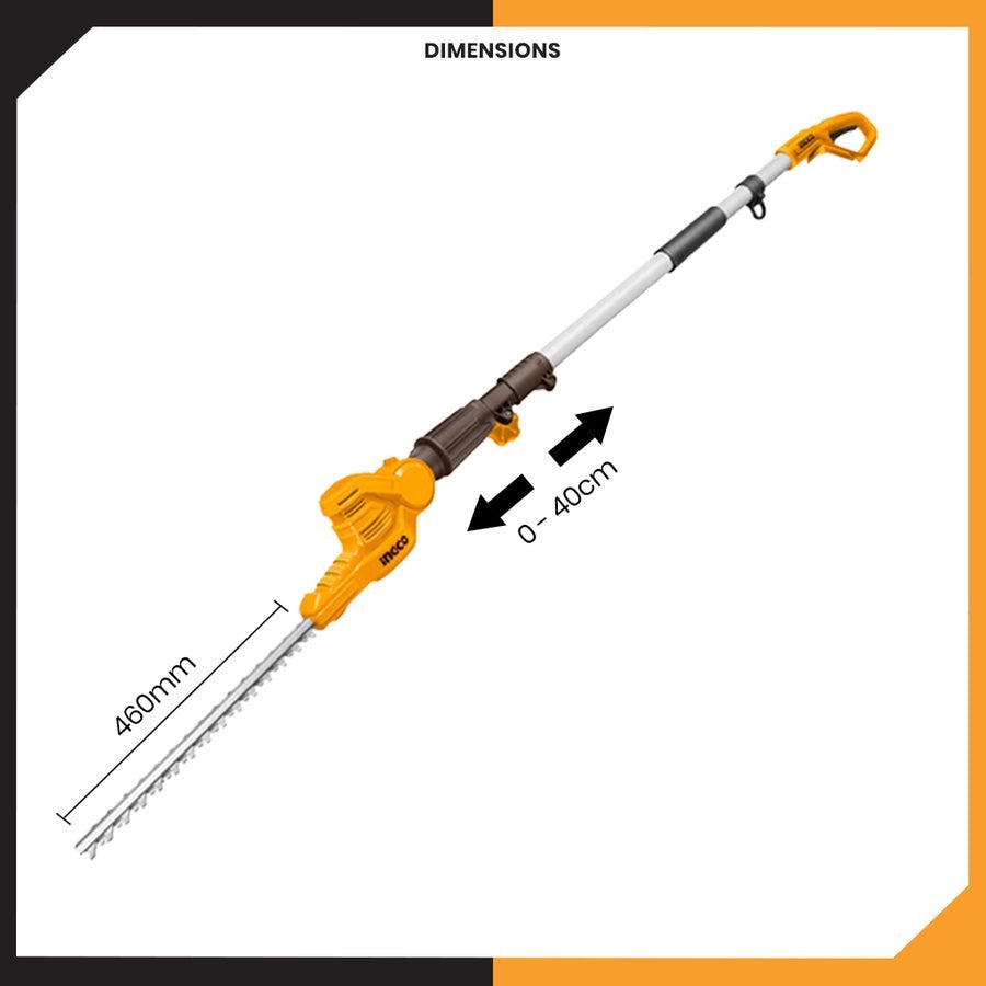 INGCO 20V POLE HEDGE TRIMMER 460MM, 18MMØ EXT TO 2.4M CPHT201601 (BARE UNIT) Secondary image
