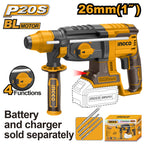 INGCO 20V LI-ION BRUSHLESS ROTARY HAMMER 26MMØ CRHLI20228 (BARE UNIT)