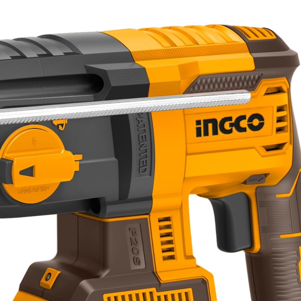 INGCO 20V LI-ION BRUSHLESS ROTARY HAMMER 26MMØ CRHLI20228 (BARE UNIT)