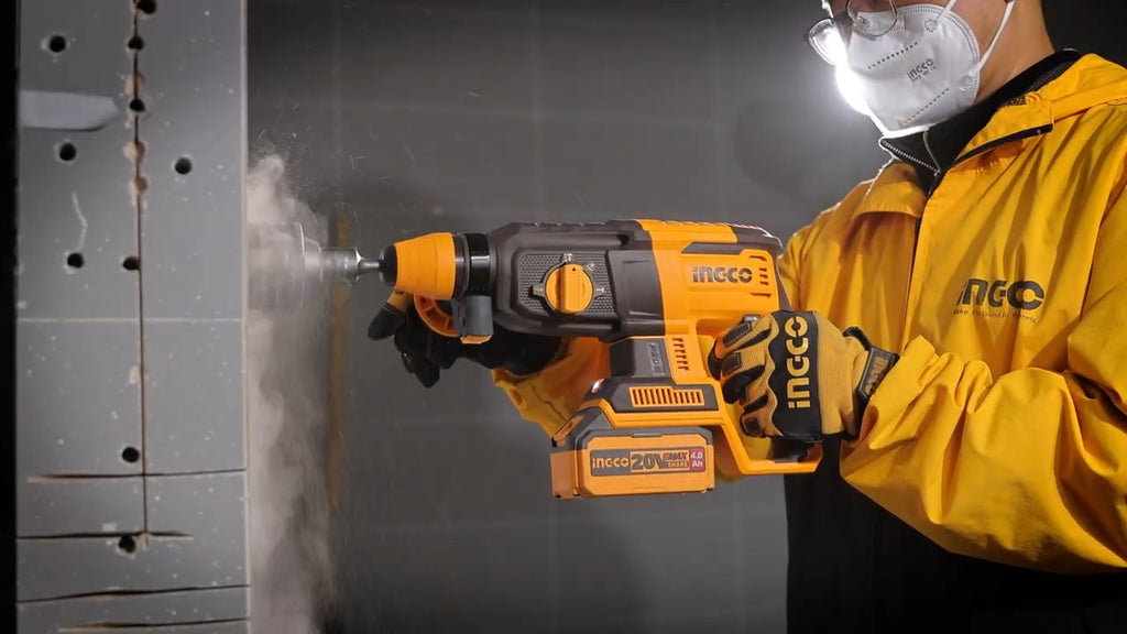 INGCO 20V LI-ION BL ROTARY HAMMER 26MMØ W4 BITS CRHLI20268 (BARE UNIT)