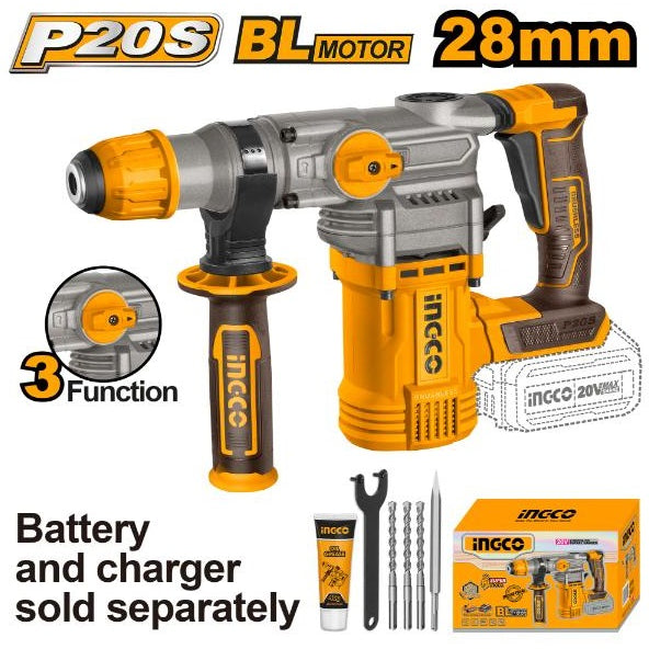 INGCO 20V LI-ION BL ROTARY HAMMER 28MMØ CRHLI20288 (BARE UNIT) Main image