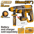 INGCO 20V LI-ION BL 4-MODE ROTARY HAMMER 22MMØ CRHLI21228 (BARE UNIT)