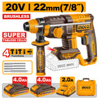 INGCO 20V LI-ION BL 4-MODE ROTARY HAMMER 22MMØ 2X4.0AH "TABLESS"CRHLI222085