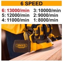 INGCO 20V LI-ION RANDOM ORBIT SANDER 1X2.0+CHARGER, CROSLI20021 Secondary image