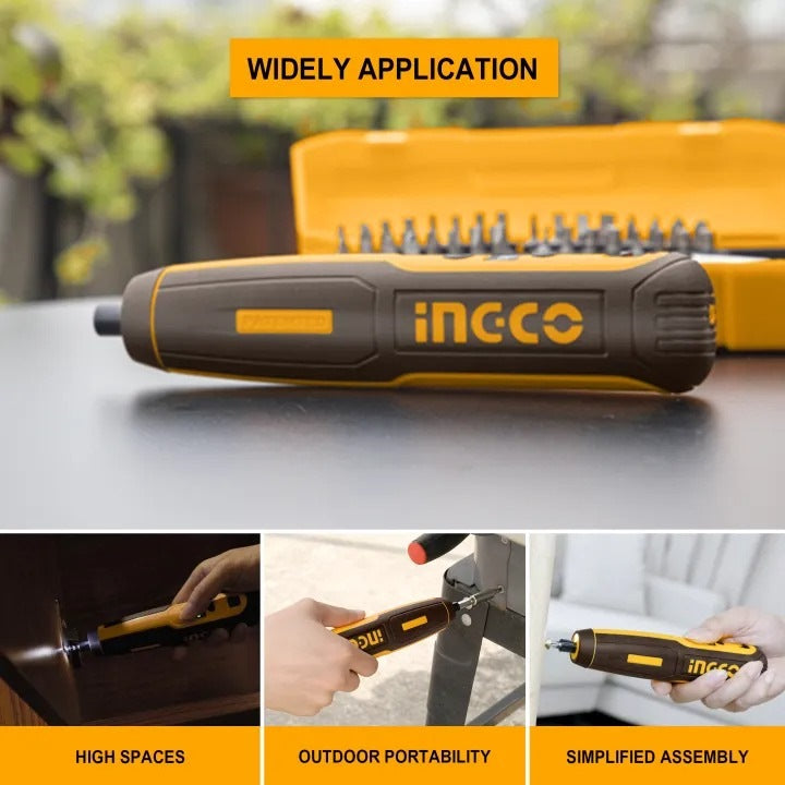 INGCO 4V LI-ION CORDLESS SCREWDRIVER W/43PCS BIT SET CSDLI04062