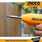 INGCO 4V LI-ION CORDLESS SCREWDRIVER WITH 9 BITS SET (NO USB CHARGER) CSDLI0458