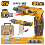 INGCO 8V 17PCS LI-ION CORDLESS DRIVER 6NM (NO USB CHARGER) CSDLI08025