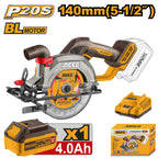 INGCO 20V LI-ION CIRCULAR SAW 140MM BLADE 1X4.0 + CHRG CSLI14021