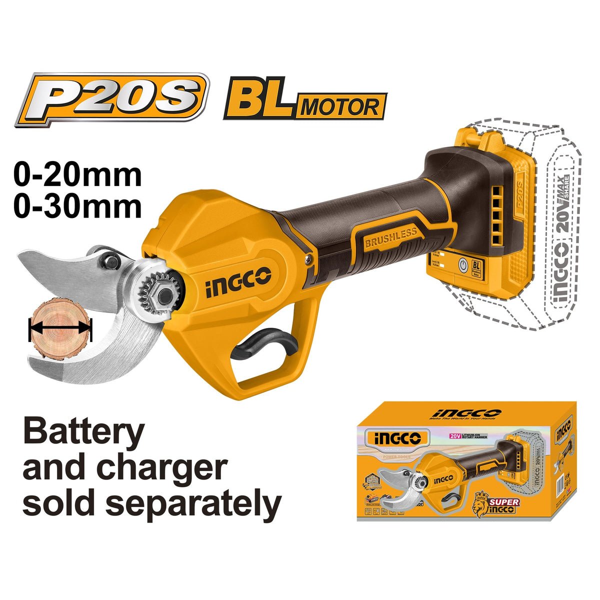 INGCO 20V BL GAUGE STRAIGHT SHEAR CUTTING Ø 20/30MM CSSLI20308 (BARE UNIT) Main image
