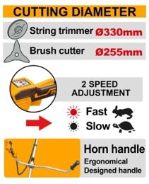 INGCO 40V(2X20V) STRING TRIMMER & BUSH CUTTER 2X4.0AH & CHARGER CSTLI202522