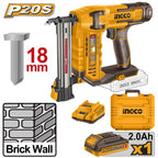 INGCO 20V 1X2.0AH CONCRETE BRICK NAILER ST18MM NAIL CSTLI3808