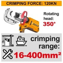 INGCO 20V HYDRAULIC CRIMPING TOOL16-400MM2, 2X20V 5.0AH & CHARGER CTLI2005