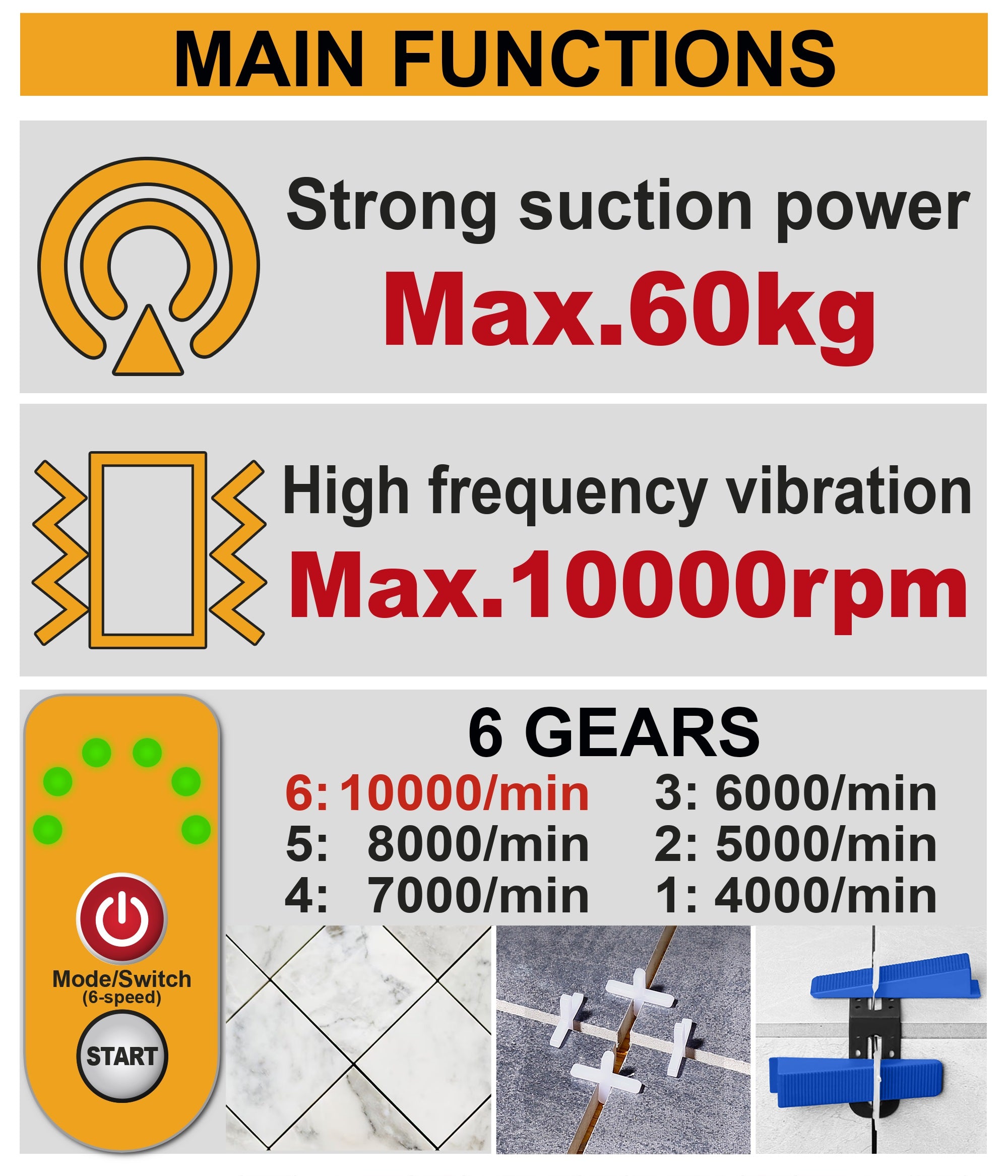 INGCO 20V TILE VIBRATION MACHINE1X2.0AH CHARGER KNEE PADS+BOX CTVLI20018 Secondary image