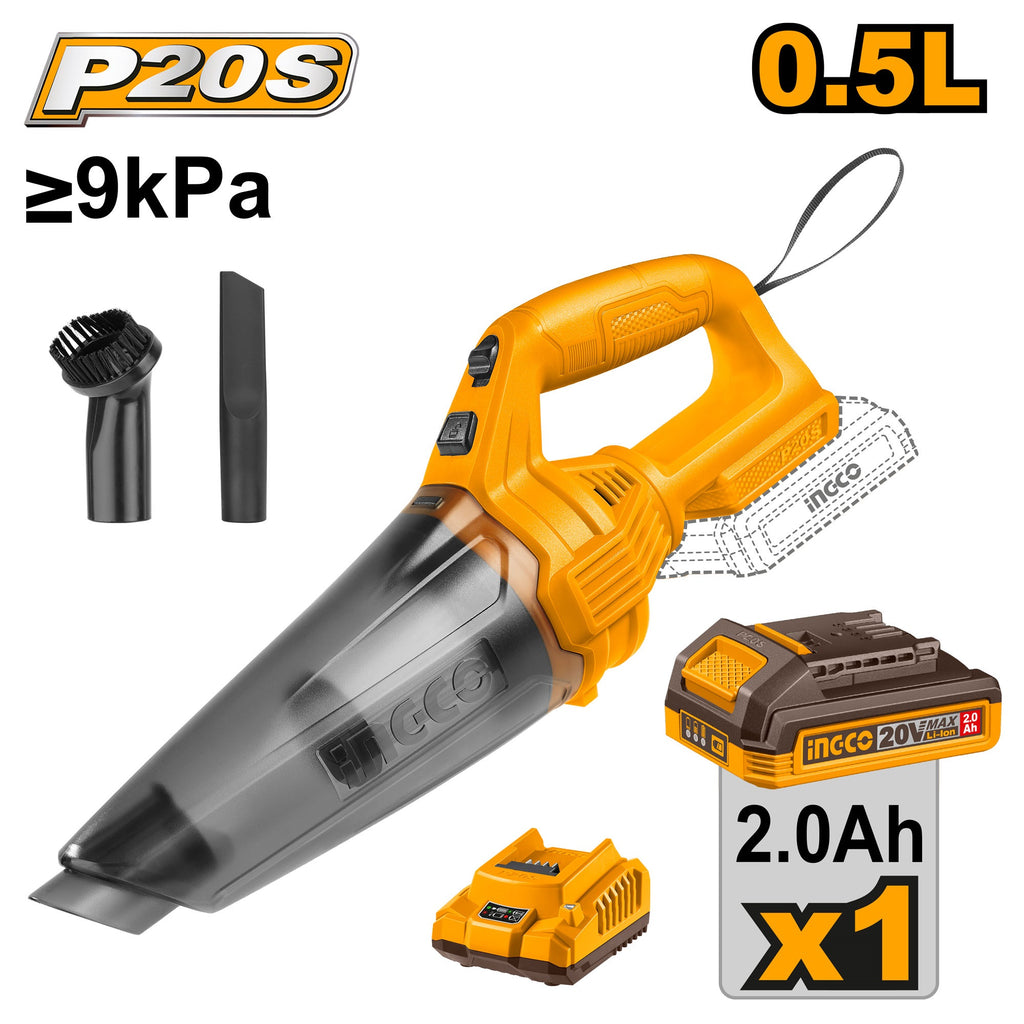 INGCO 20V LI-ION VACUUM CLEANER 1X2.0AH + CHARGER CVLI20126