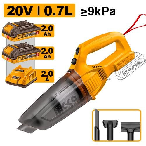 INGCO 20V LI-ION VACUUM CLEANER, PRESSURE:≥9KPA 2X2.0AH+CHARGER CVLI201582 Main image