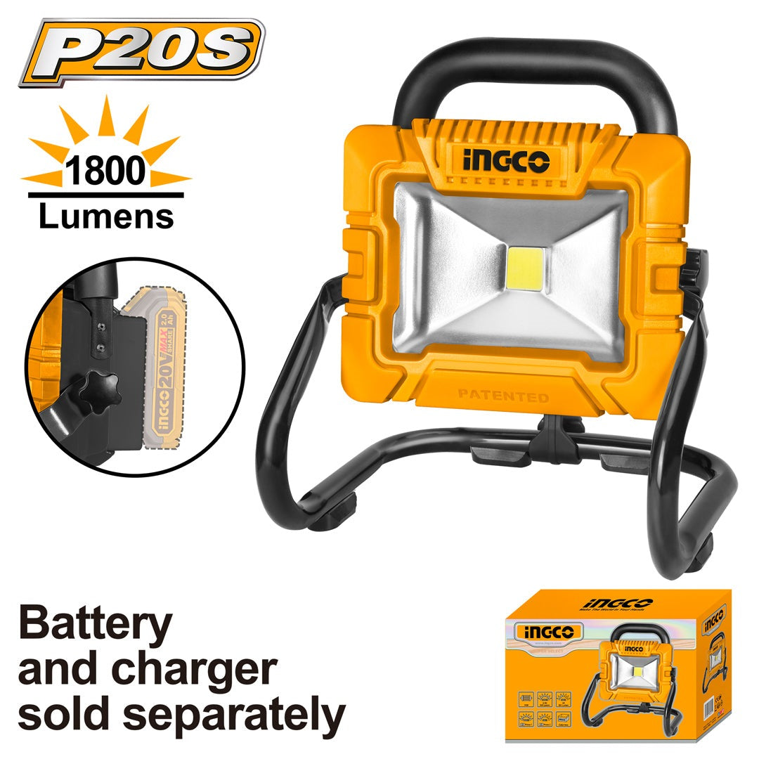 INGCO 20V LI-ION WORK LAMP 20W 1800 LUMENS CWLI2025 (BARE UNIT) Main image