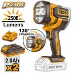 INGCO 20V LI-ION WORK LAMP 22.55W 2500 LUMENS 2X2.0AH CWLI20887