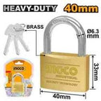 INGCO HEAVY DUTY BRASS PADLOCK WITH 3 KEYS