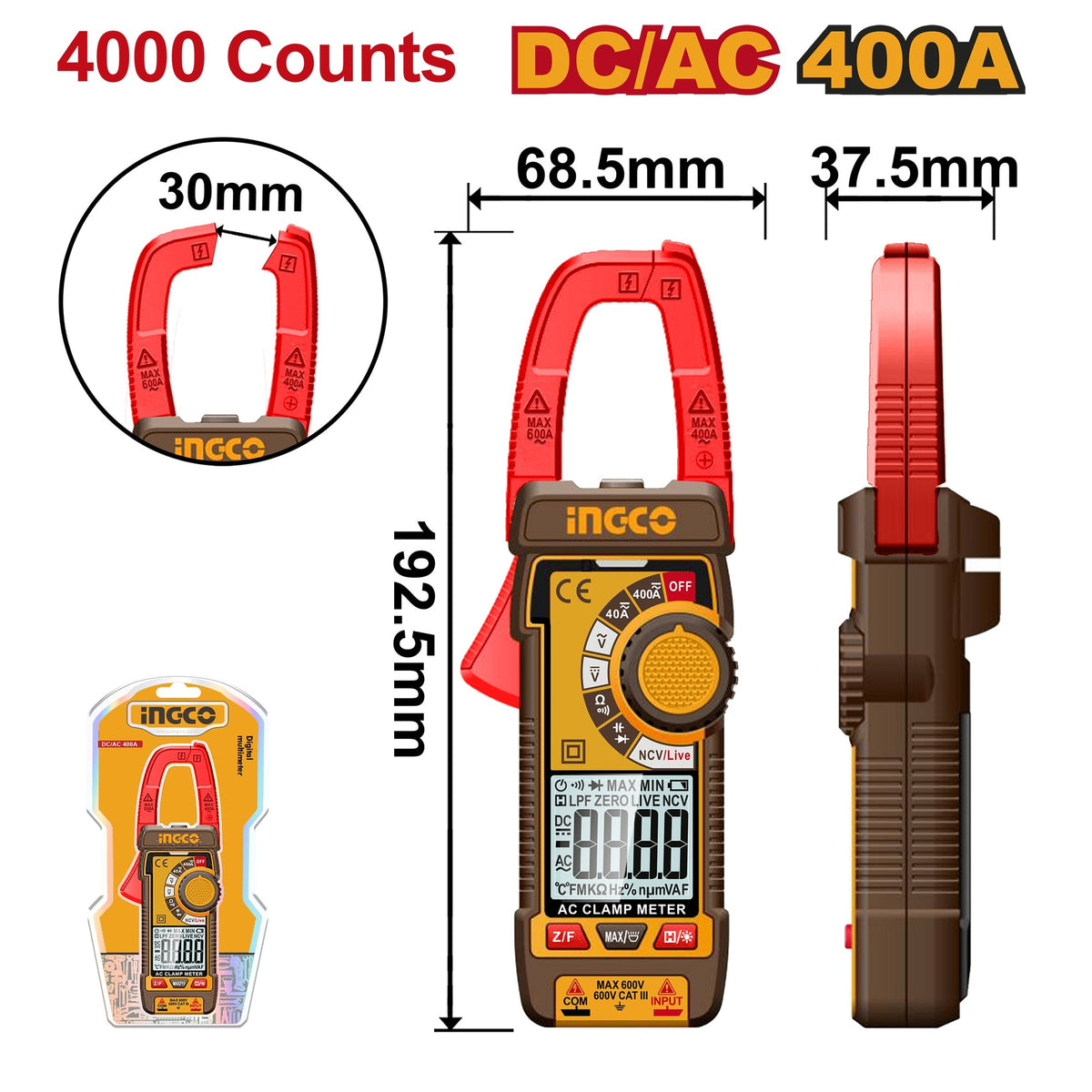 INGCO DIGITAL DC/AC 400A CLAMP METER DCM62002 Main image