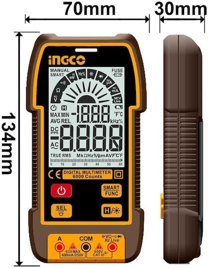 INGCO DIGITAL MULTIMETER 600V 6000 COUNT SMART DM16004 Secondary image