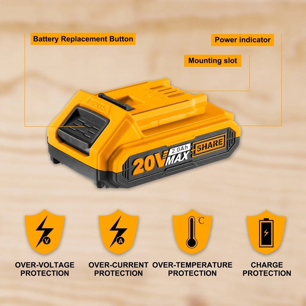 INGCO 20V LI-ION 2.0AH BATTERY FBLI20011 Secondary image