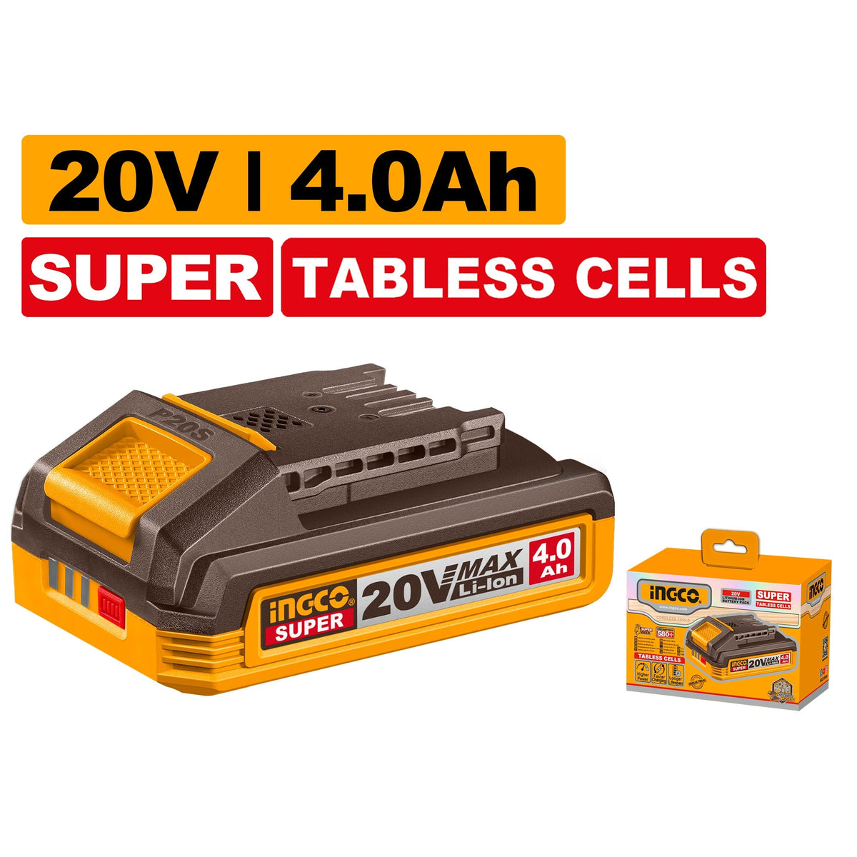 INGCO 20V 4.0AH SUPER TABLESS CELLS LI-ION BATTERY FBLI2123