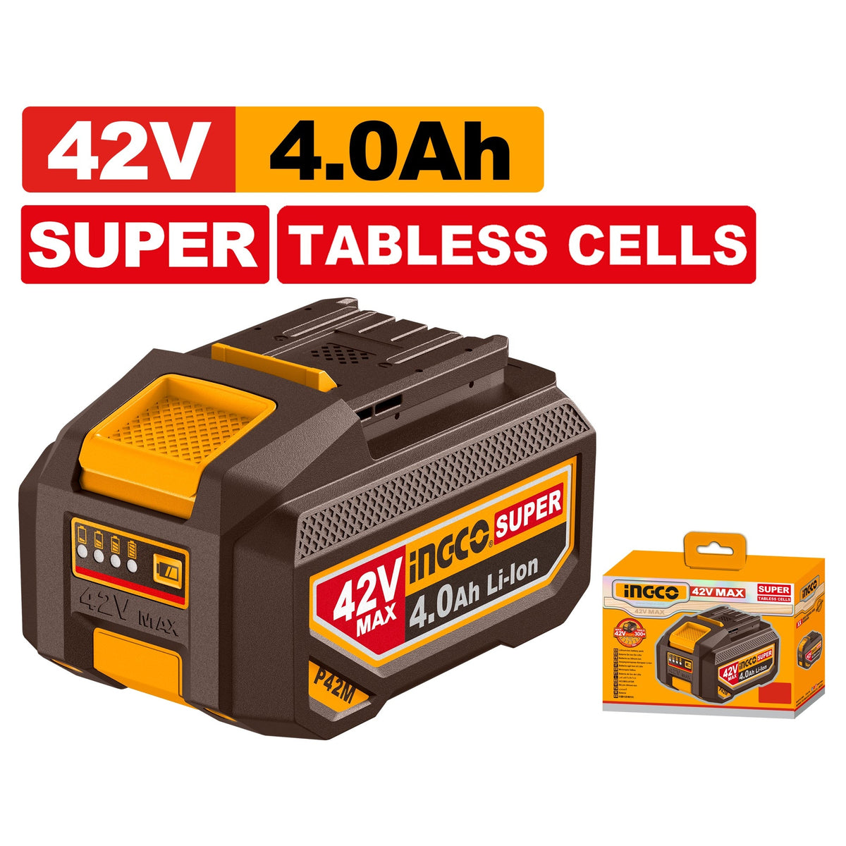 INGCO 42V 4.0AH SUPER TABLESS CELLS LI-ION BATTERY PACK FBLI42402 Main image