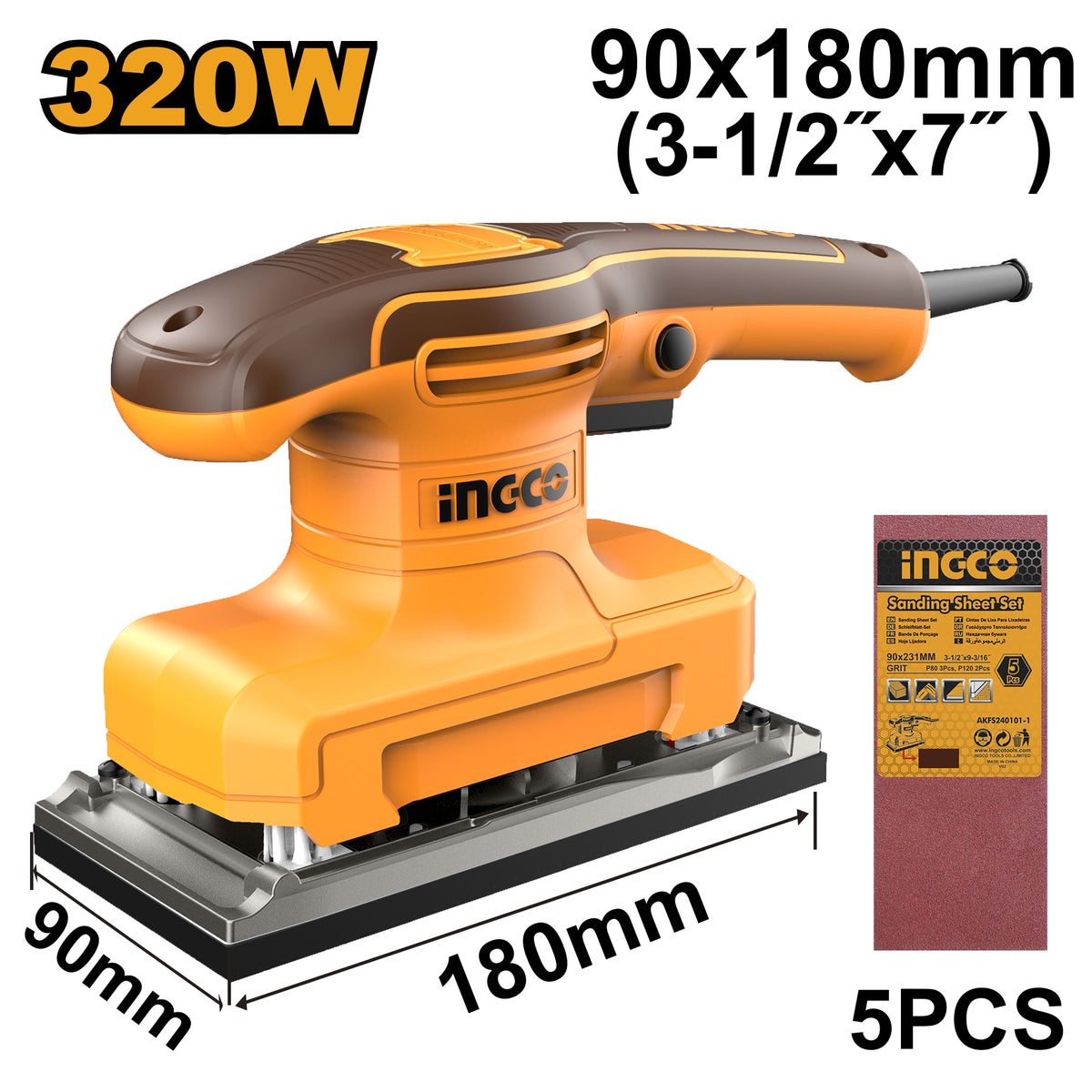 INGCO FINSHING SANDER 320W 90X180MM FS3216 Main image